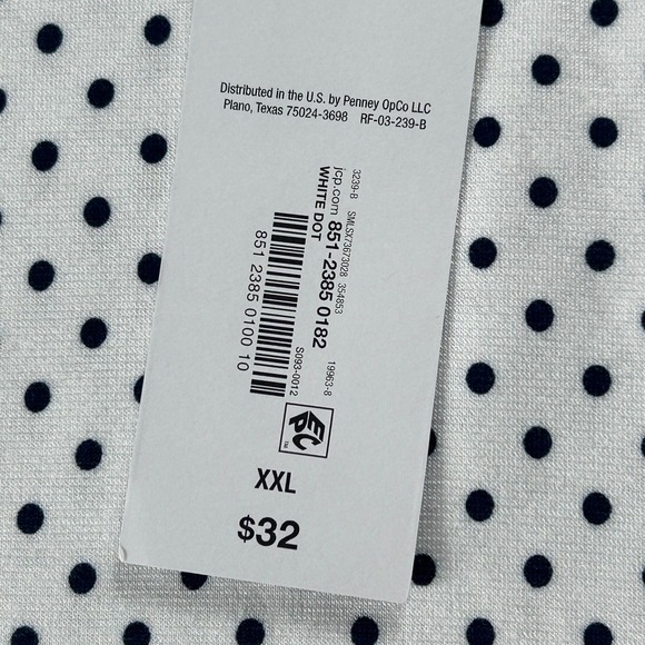 Liz Claiborne Womens Plus Size XXL Polka Dot Short Sleeve Top White Black NEW - Picture 7 of 8